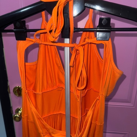 Orange Halter Maxi Sundress for Weddings - Picture 3 of 4